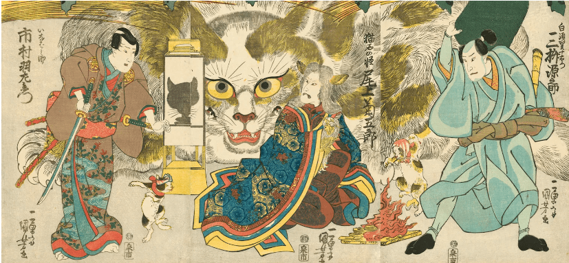 The Story of Nippondaemon and the Cat 1835 woodblock print - Utagawa Kuniyoshi