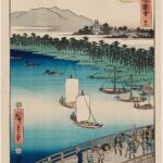 Hiroshiges - 35 Yoshida: Great Bridge on the Toyo River (Yoshida, Toyokawa ōhashi) - Vertical Tokaido