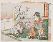 Hokusai - Two women reading by a kotatsu - Unsigned Work