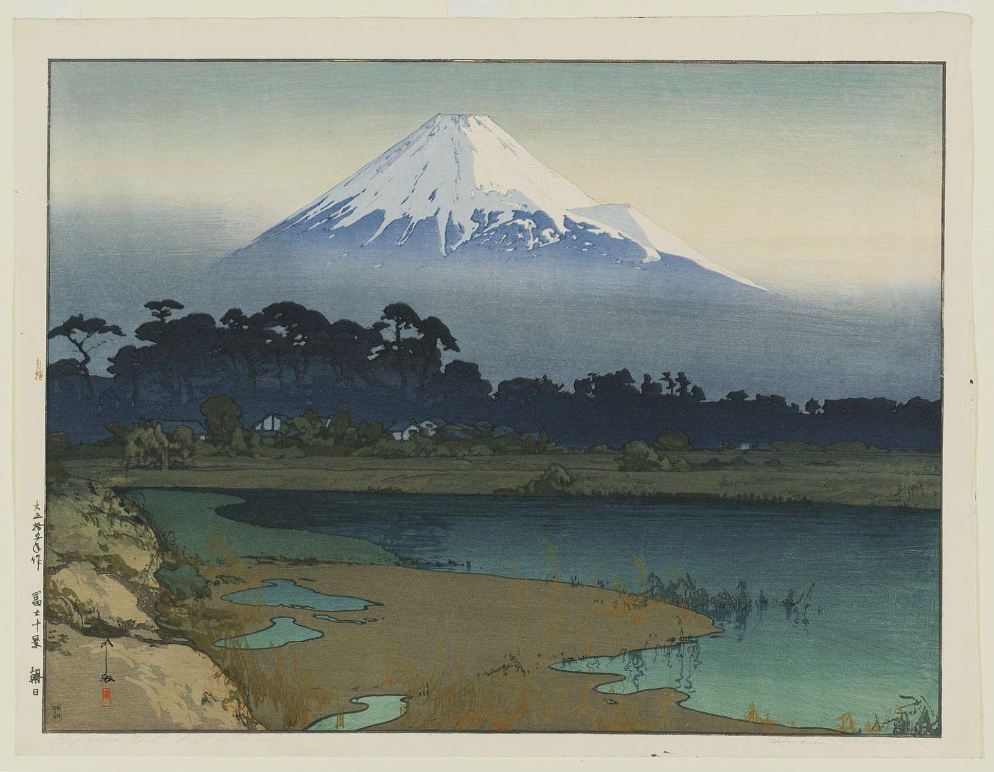 Hiroshi Yoshida - Sunrise (Asahi), from the series Ten Views of Mount Fuji (Fuji jukkei)