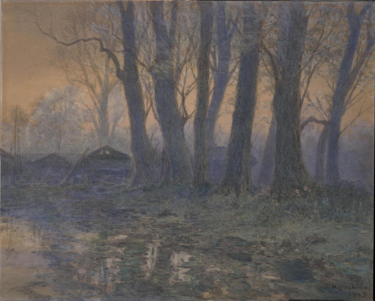 Hiroshi Yoshida - A Cluster of Trees in the Mist — 霧の木立