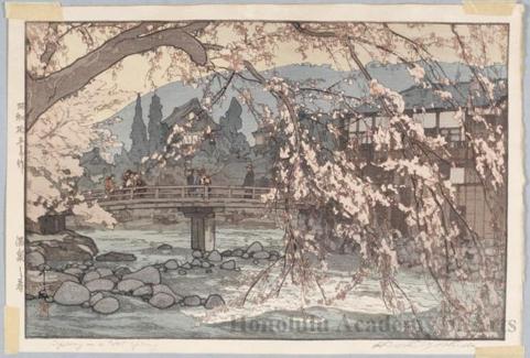 Hiroshi Yoshida - A Spa in Spring (Later printing by Toshi Yoshida)