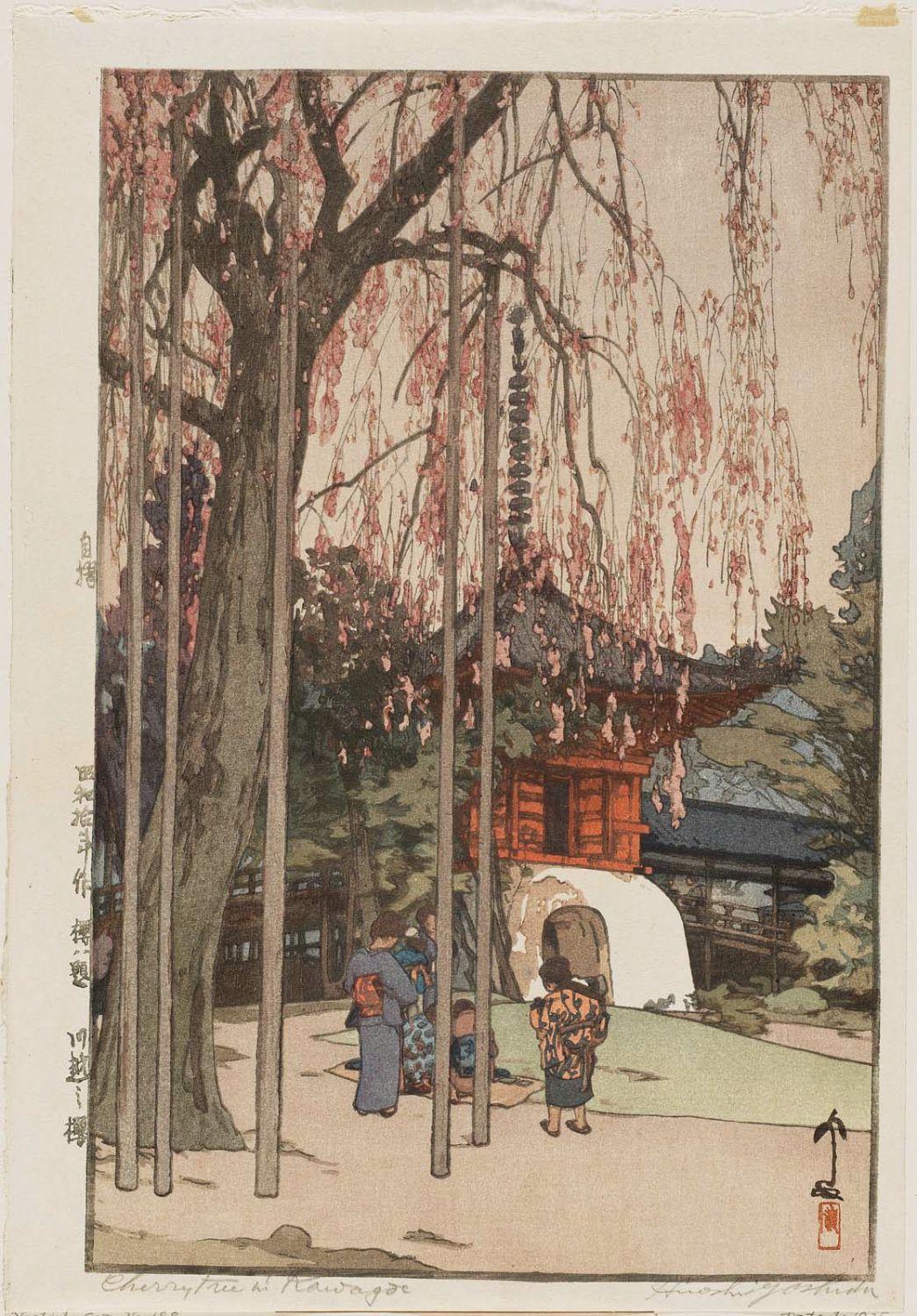Hiroshi Yoshida - Cherry Tree in Kawagoe (Kawagoe no sakura), from the series Eight Scenes of Cherry Blossoms (Sakura hachidai)