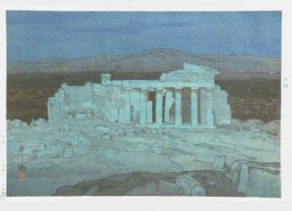 Hiroshi Yoshida - The Acropolis Ruins, Night