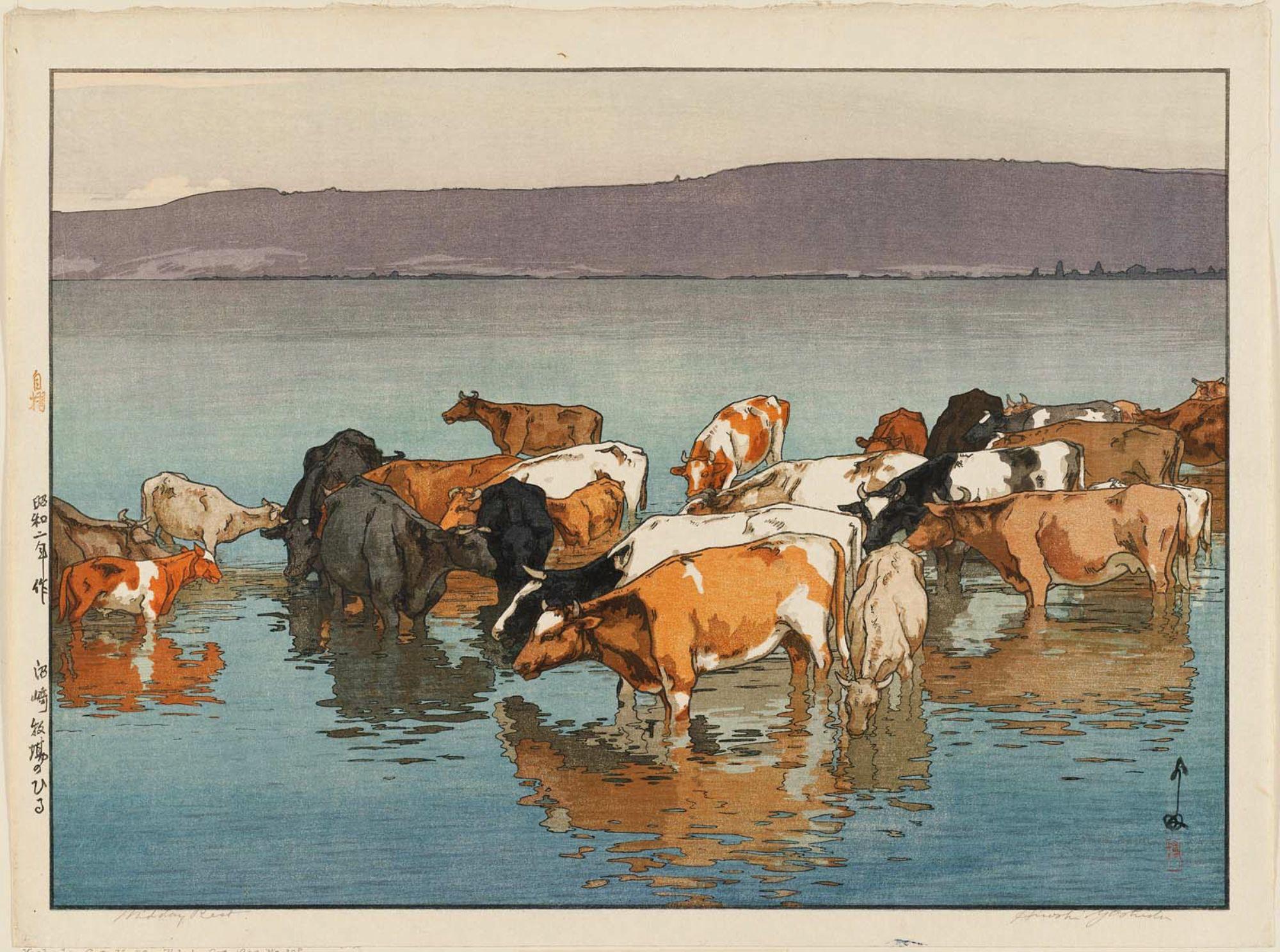 Hiroshi Yoshida - Midday Rest (Numazaki bokujo no hiru [Pasture at Numazaki at Noon])