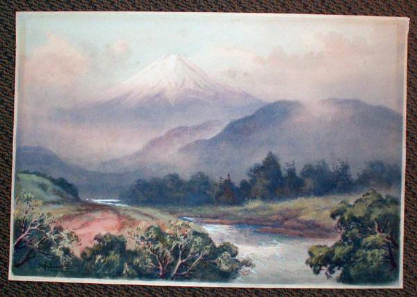 Hiroshi Yoshida - Fuji with flowing stream