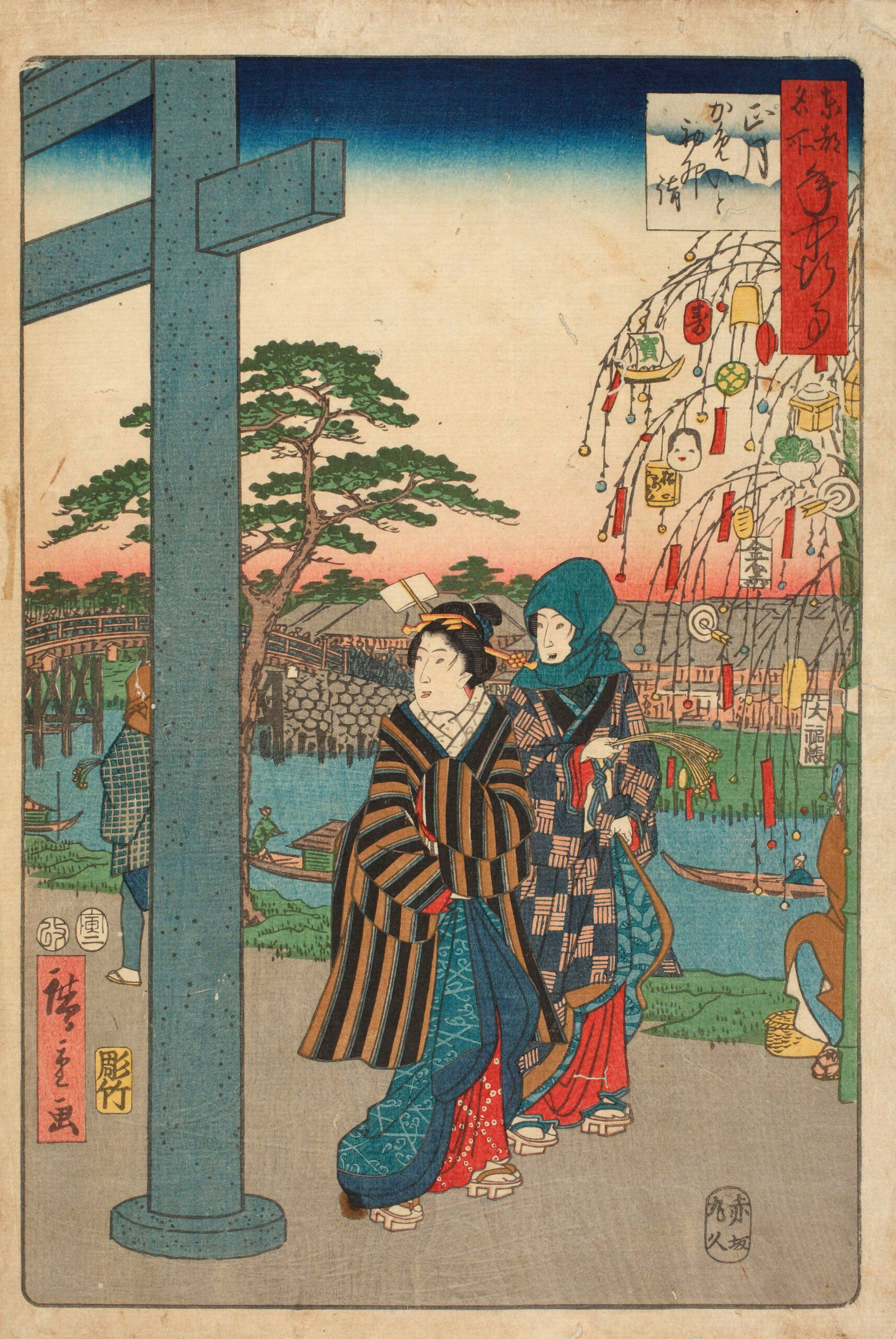 Hiroshiges - Month One New Year’s Shrine Visit to Kameido - Famous Places and Annual Events of the Eastern Capital 1854