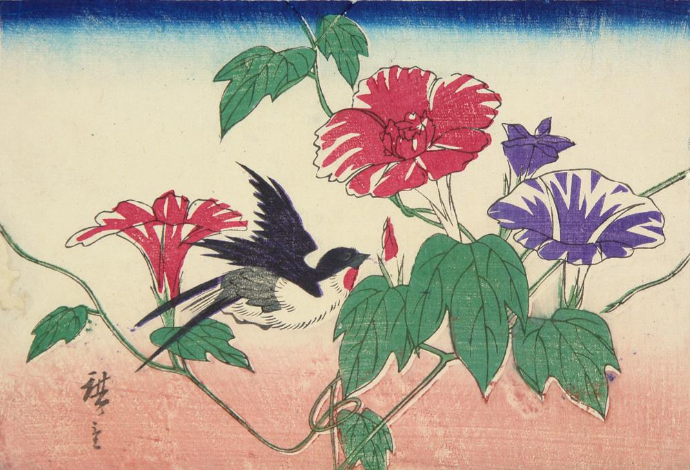 Hiroshiges - Swallow and Morning Glories - Chūban Format