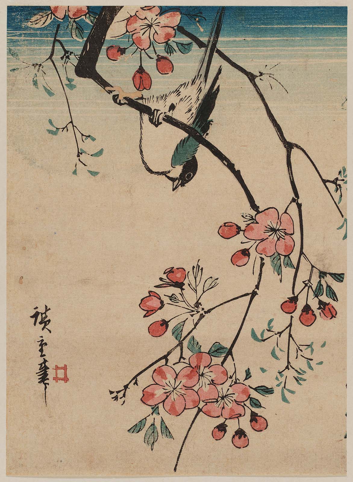 Hiroshiges - Bird on Cherry Branch - Chūban Format