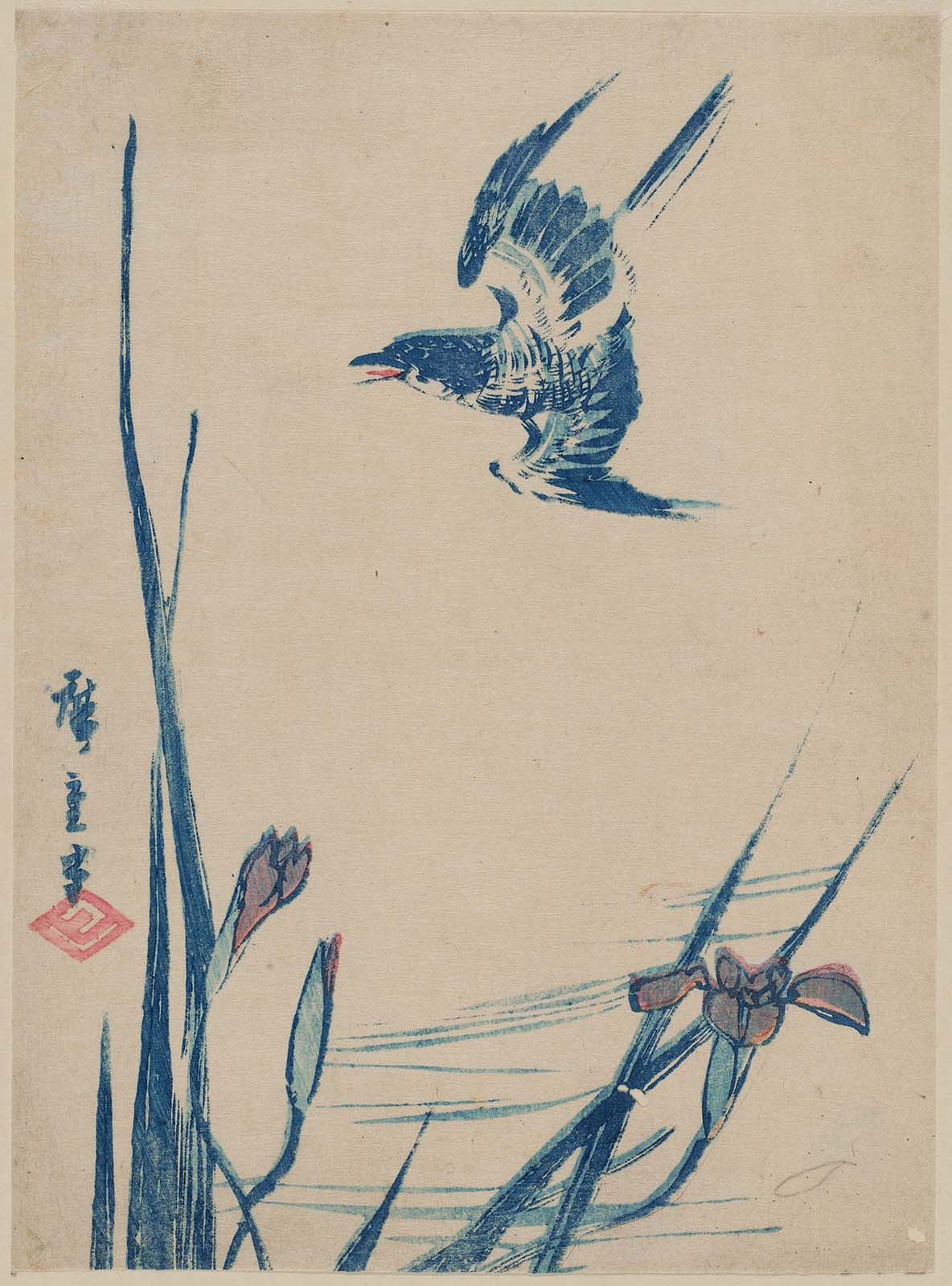 Hiroshiges - Cuckoo Flying over Iris - Chūban Format