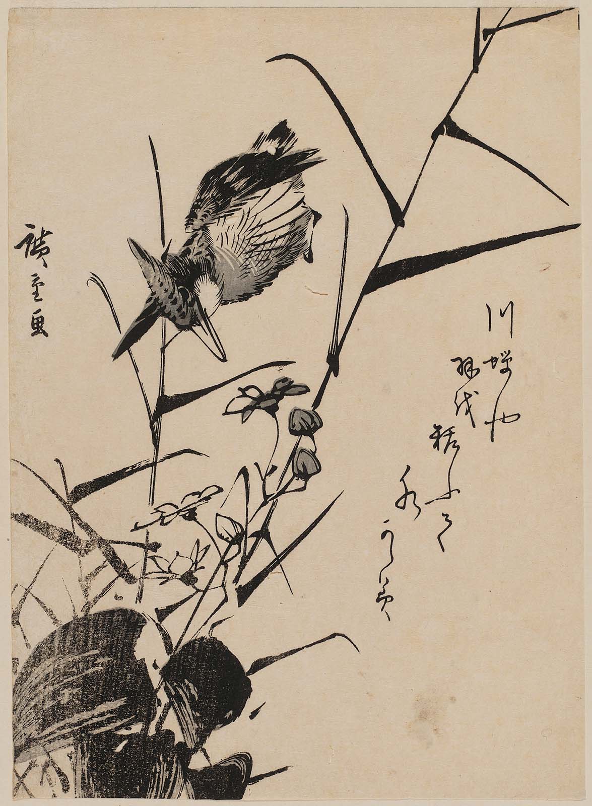 Hiroshiges - Kingfisher and Begonia - Chūban Format