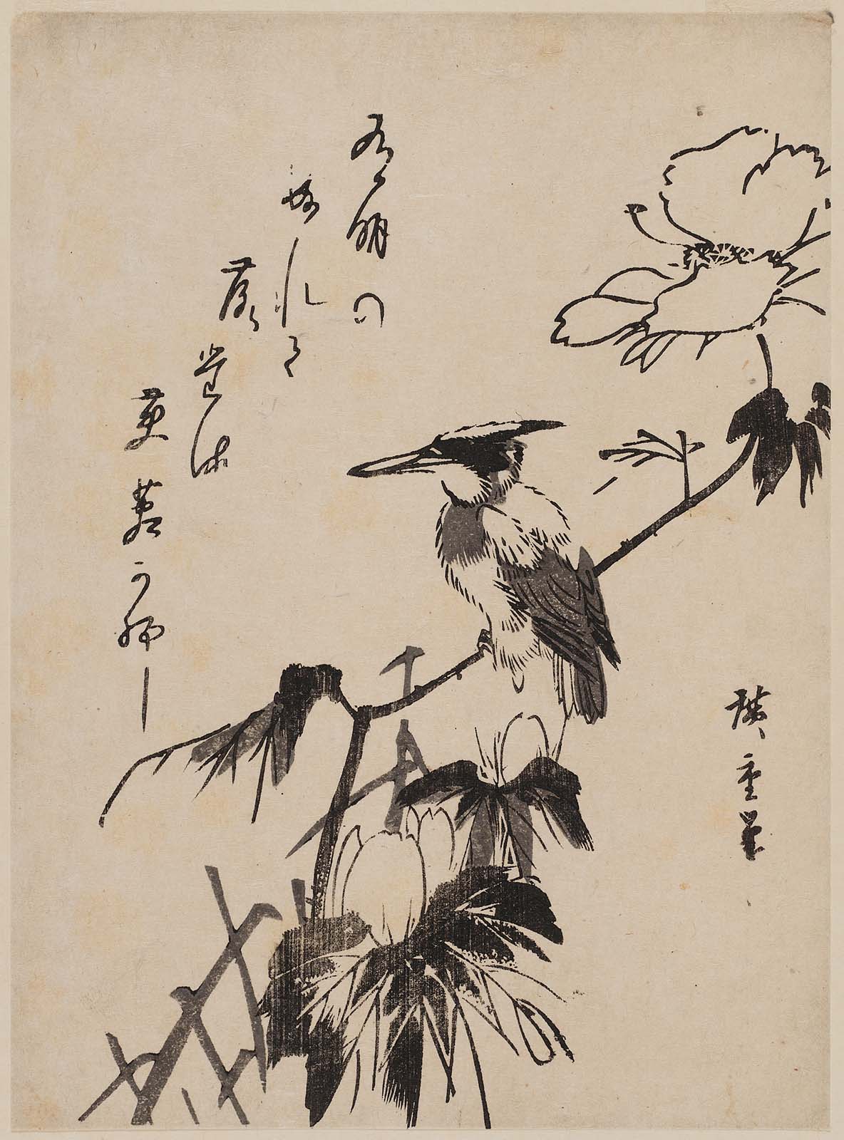 Hiroshiges - Kingfisher and Hibiscus - Chūban Format