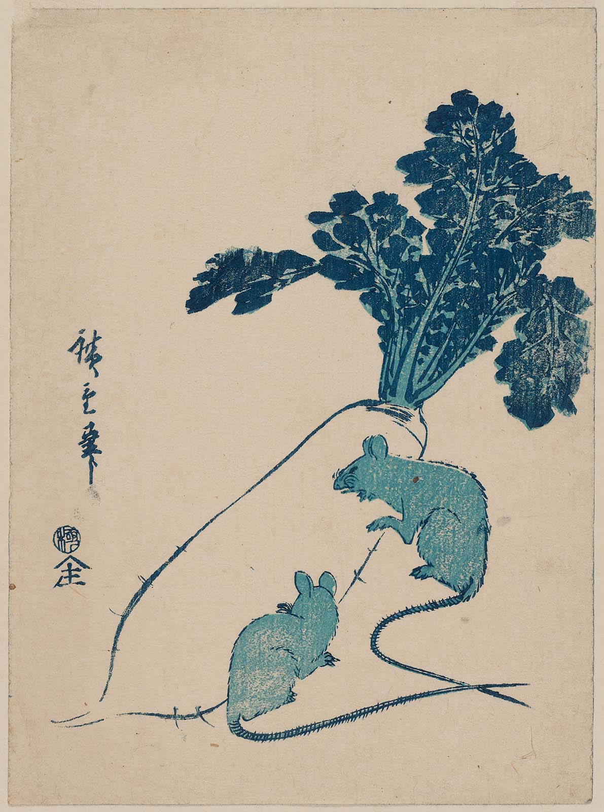 Hiroshiges - Mice and Daikon Radish - Chūban Format