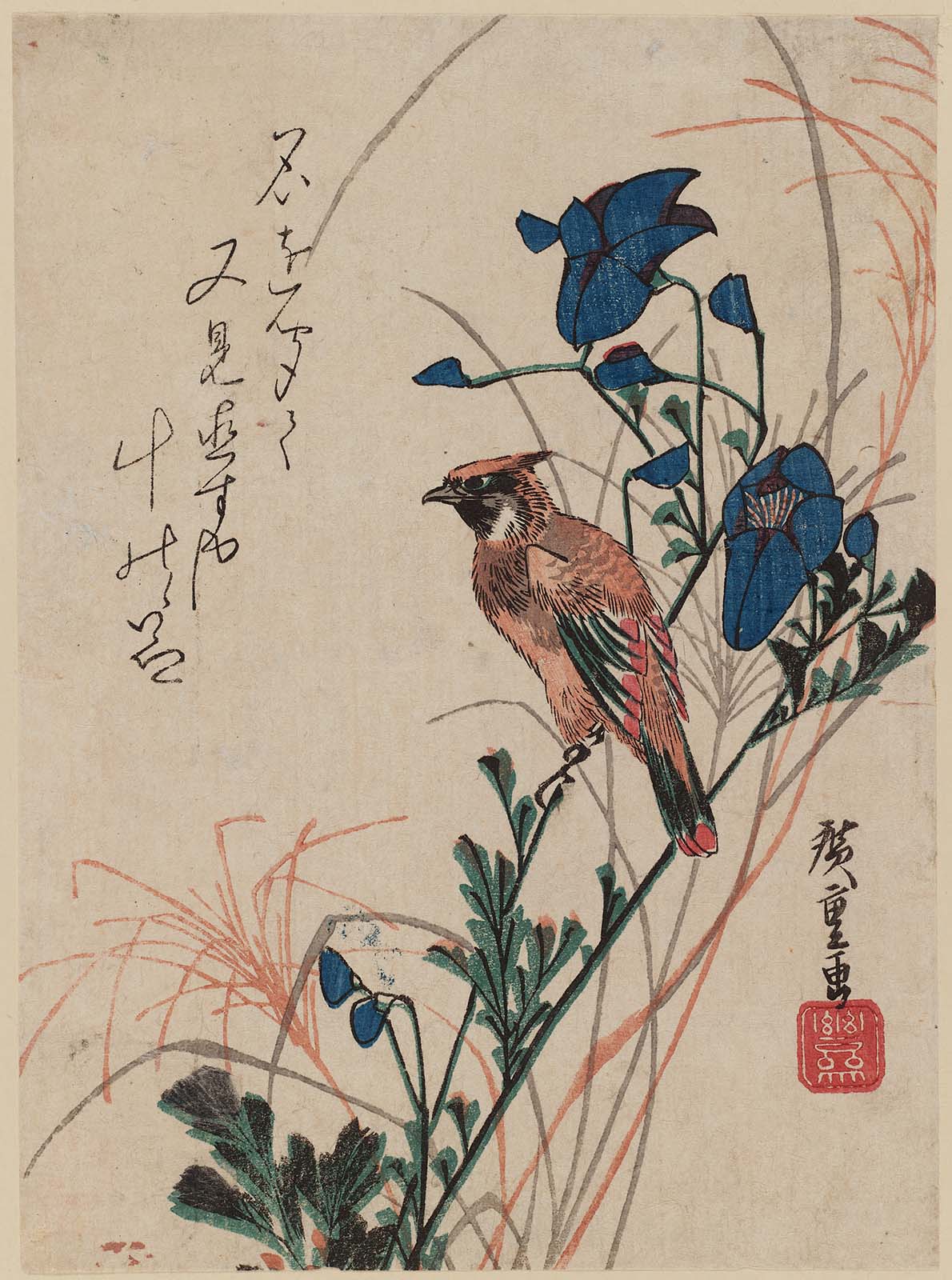 Hiroshiges - Oriole and Autumn Flowers - Chūban Format