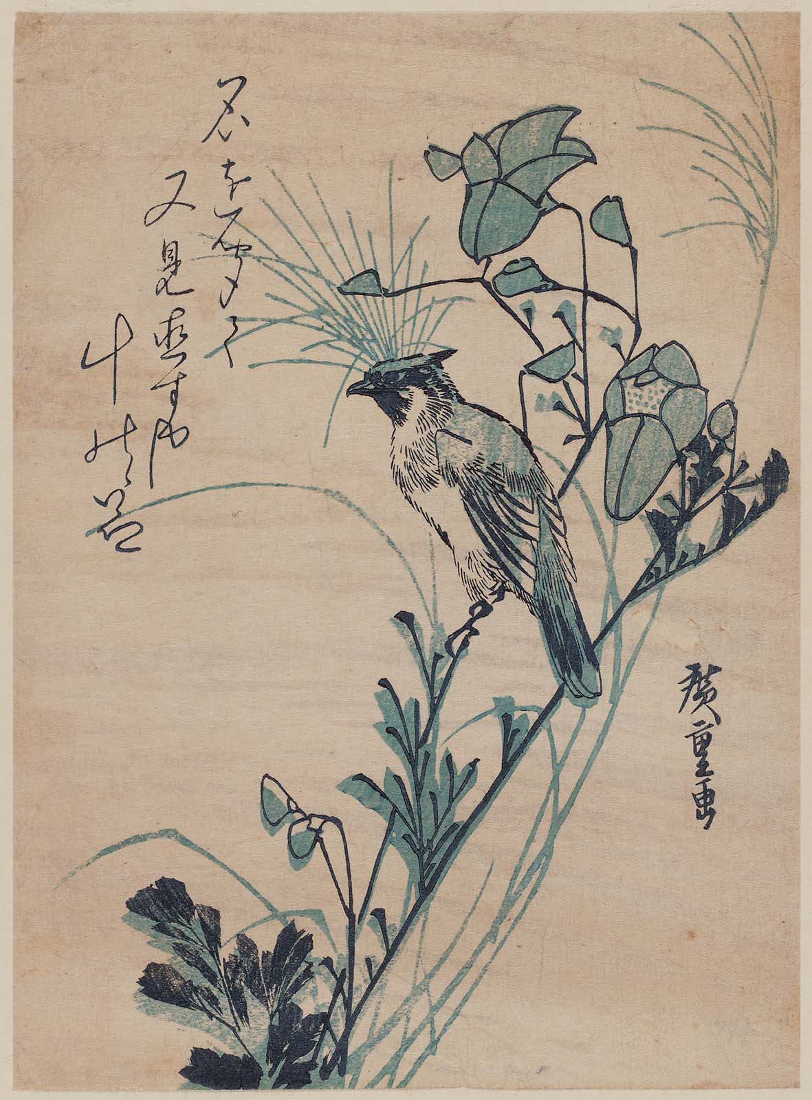 Hiroshiges - Oriole and Autumn Flowers - Chūban Format