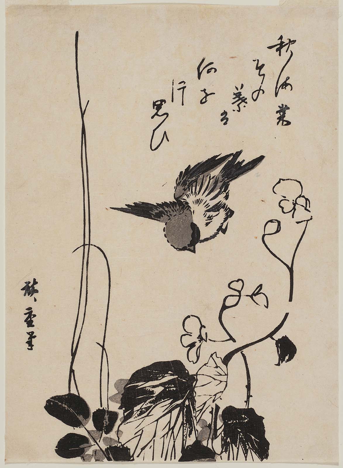 Hiroshiges - Sparrow and Begonia - Chūban Format