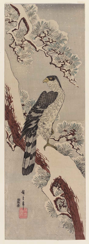 Hiroshiges - Falcon on Snow-covered Pine - Ōban Diptychs