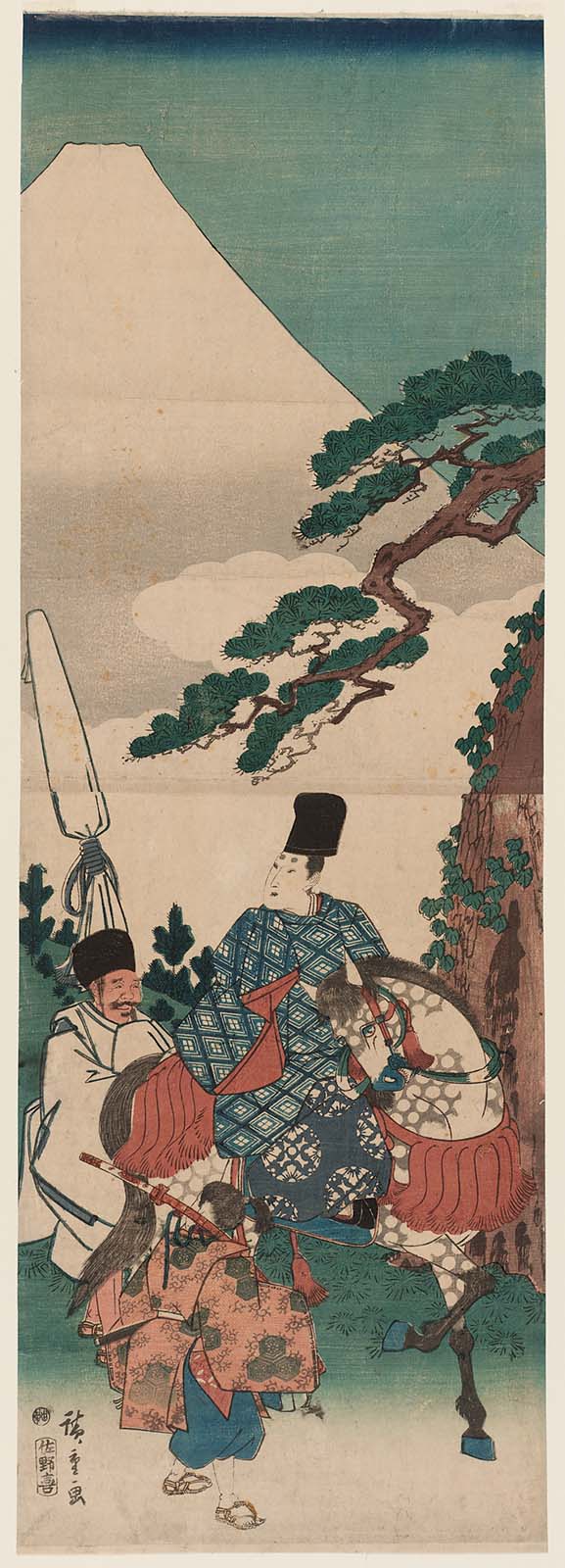 Hiroshiges - Narihira’s Journey to the East: Passing Mount Fuji - Miscellaneous vertical diptychs