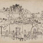 Hiroshiges - Drawing for: The Reservoir and the Sannō Shrine (Tameike Sannō no yashiro) - Famous Places in Edo 1854