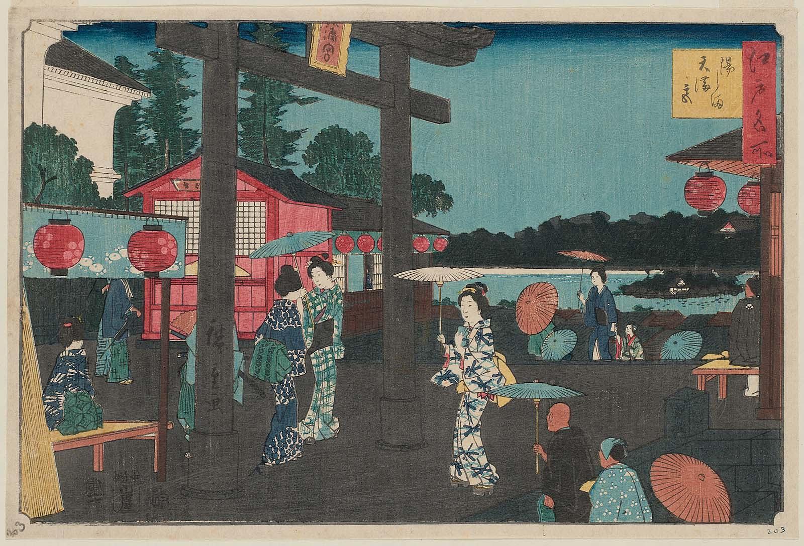 Hiroshiges - Tenmangū Shrine at Yushima (Yushima Tenmangū) - Famous Places in Edo 1853-58