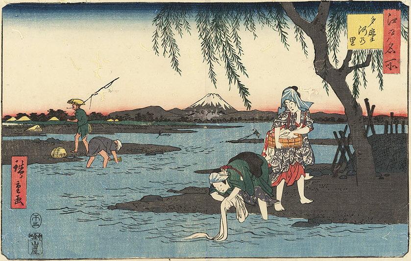 Hiroshiges - Village on the Tama River (Tama-gawa no sato) - Famous Places in Edo 1853-58