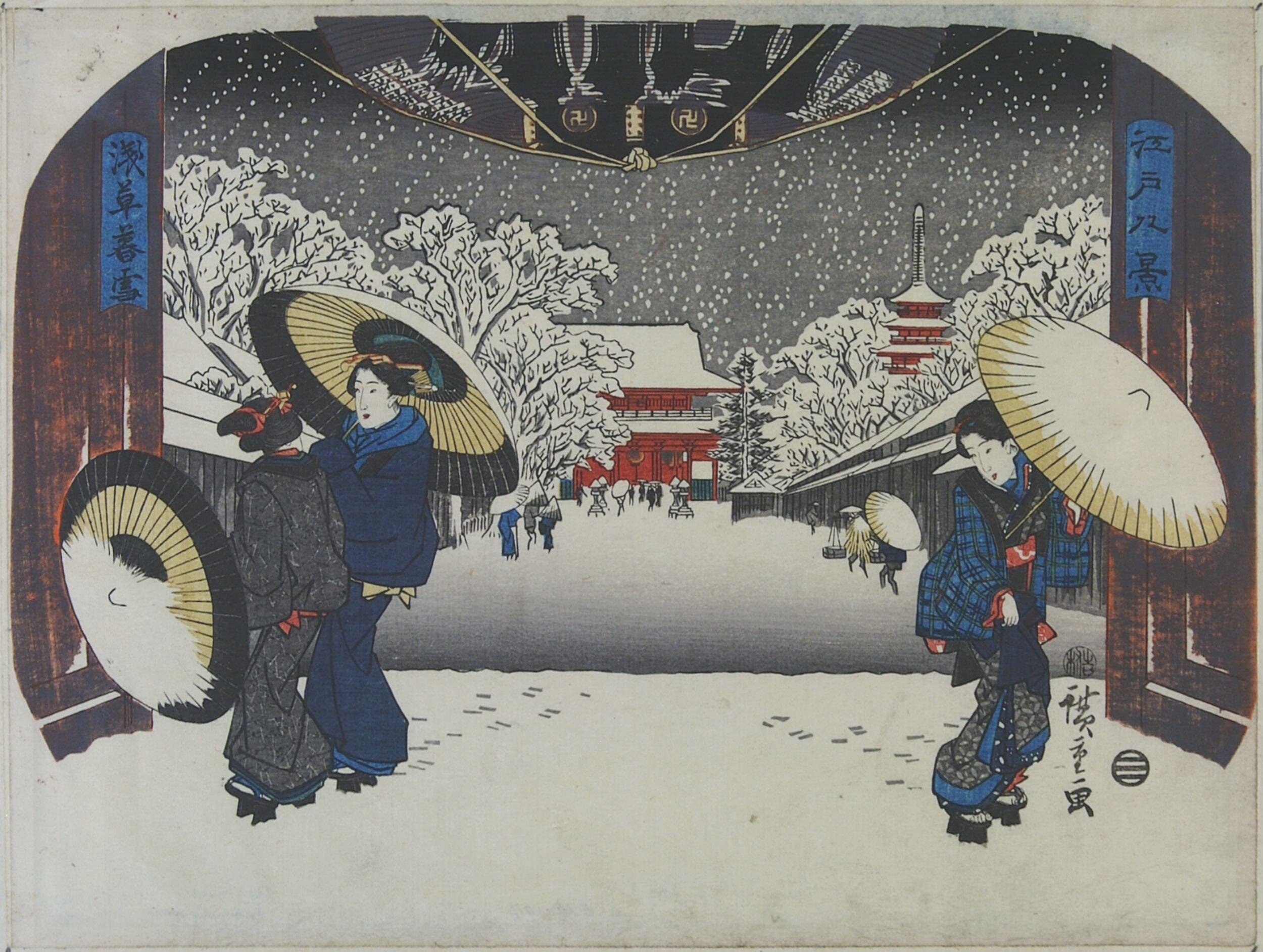 Hiroshiges - Evening Snow at Asakusa (Asakusa Bosetsu) - Eight Views of Edo 1843-47