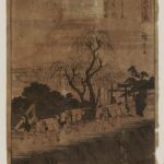 Hiroshiges - Nihon Embankment at Emonzaka in the New Yoshiwara (Shin Yoshiwara Nihon-zutsumi Emonzaka) - Famous Places in Edo 1839-42