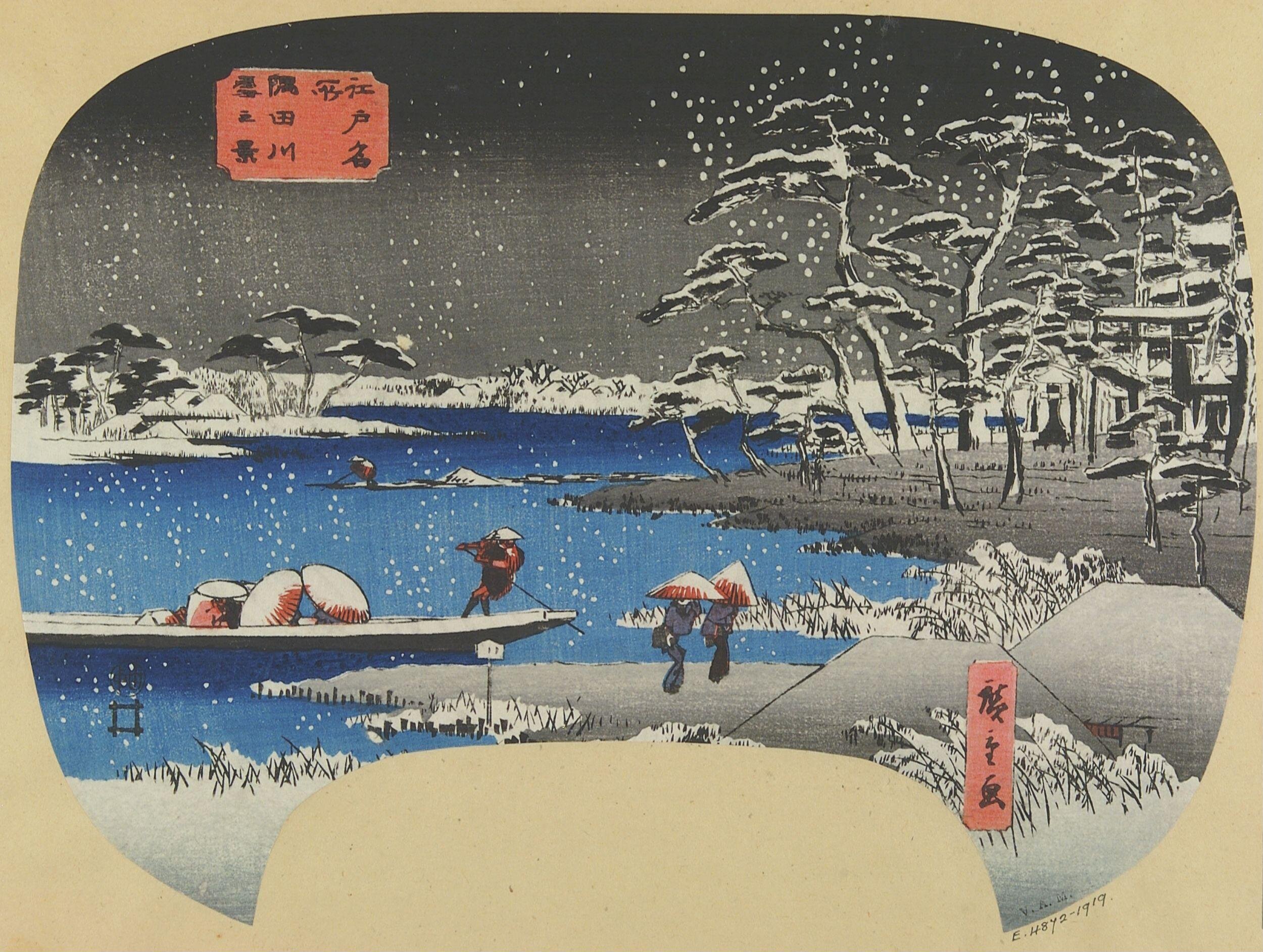 Hiroshiges - View of the Sumida River in the Snow (Sumidagawa Yuki no Kei) - Famous Places in Edo 1843-47