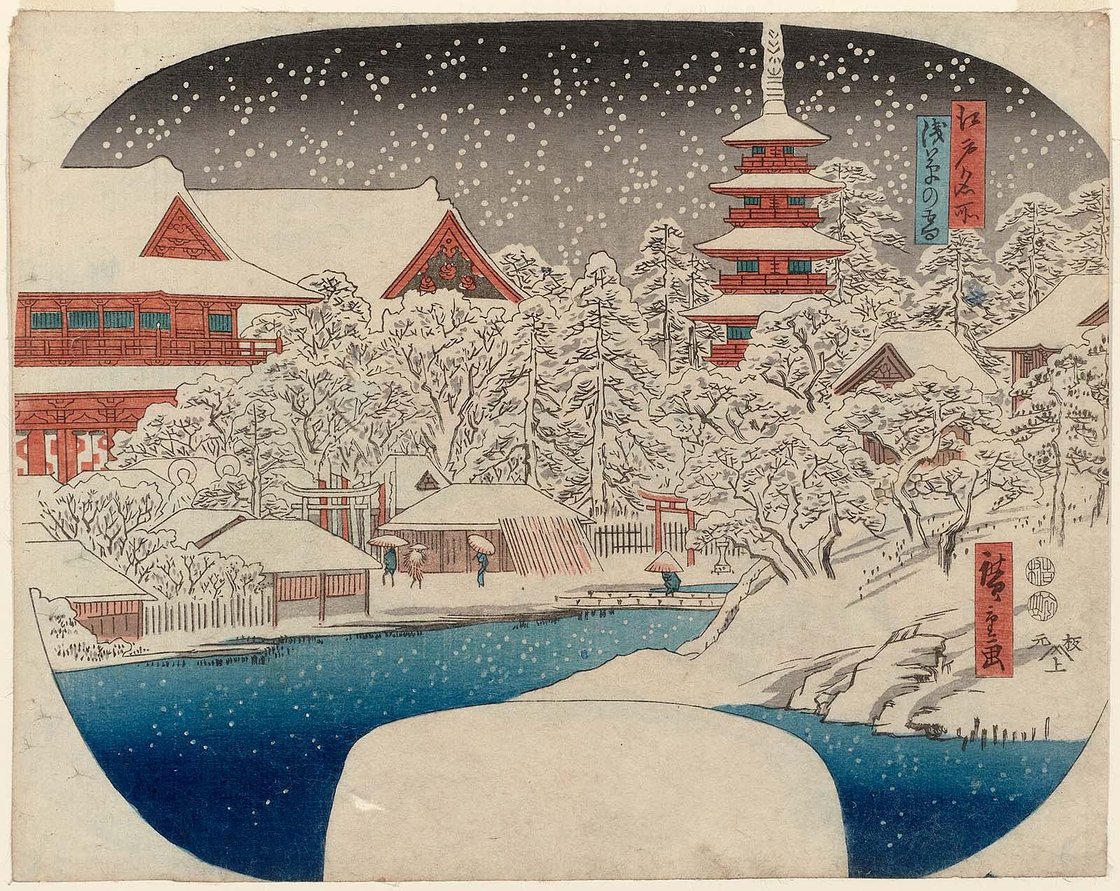 Hiroshiges - Asakusa in Snow (Asakusa no yuki) - Famous Places in Edo ~1850-52