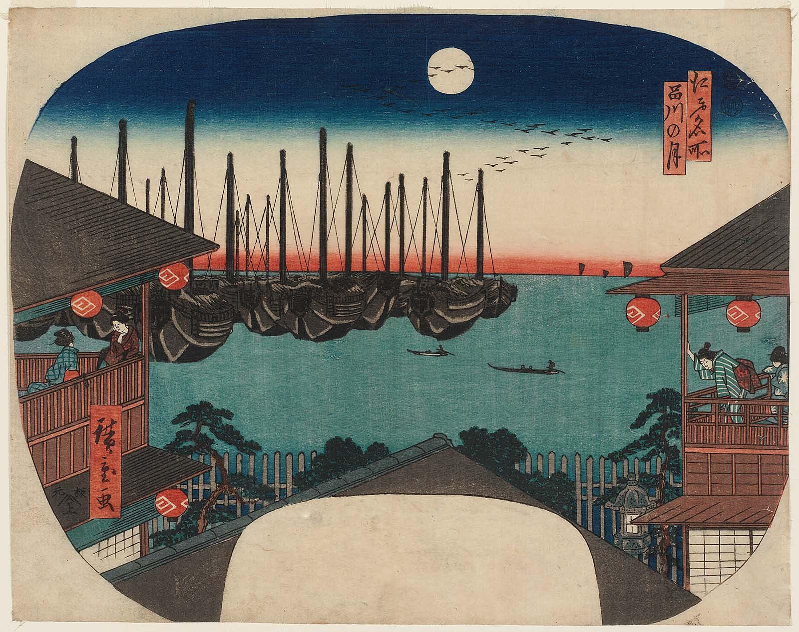 Hiroshiges - Moon over Shinagawa (Shinagawa no tsuki) - Famous Places in Edo ~1850-52