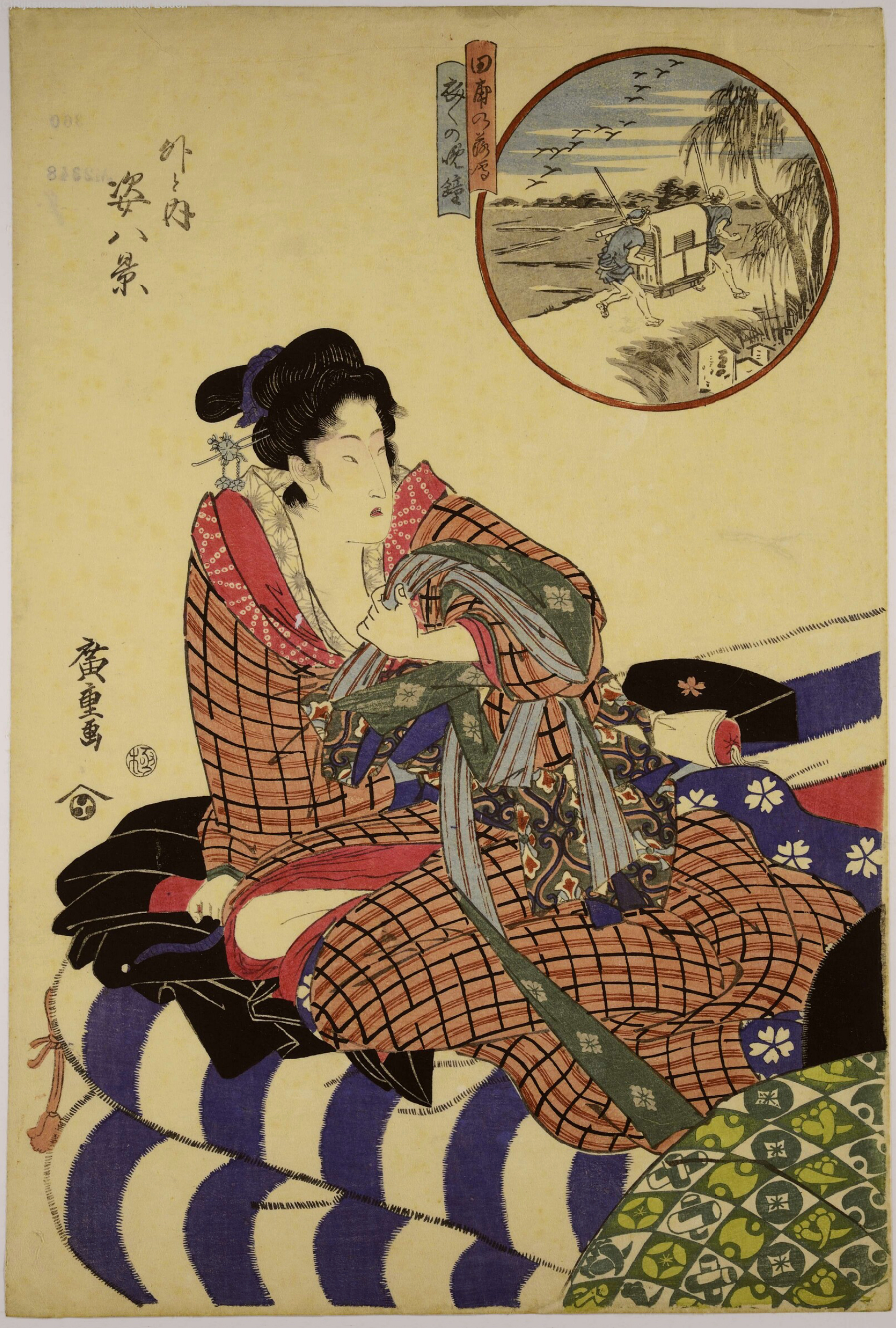 Hiroshiges - Tampo no rakugan - Eight Views of Women, Inside and Outside 1821