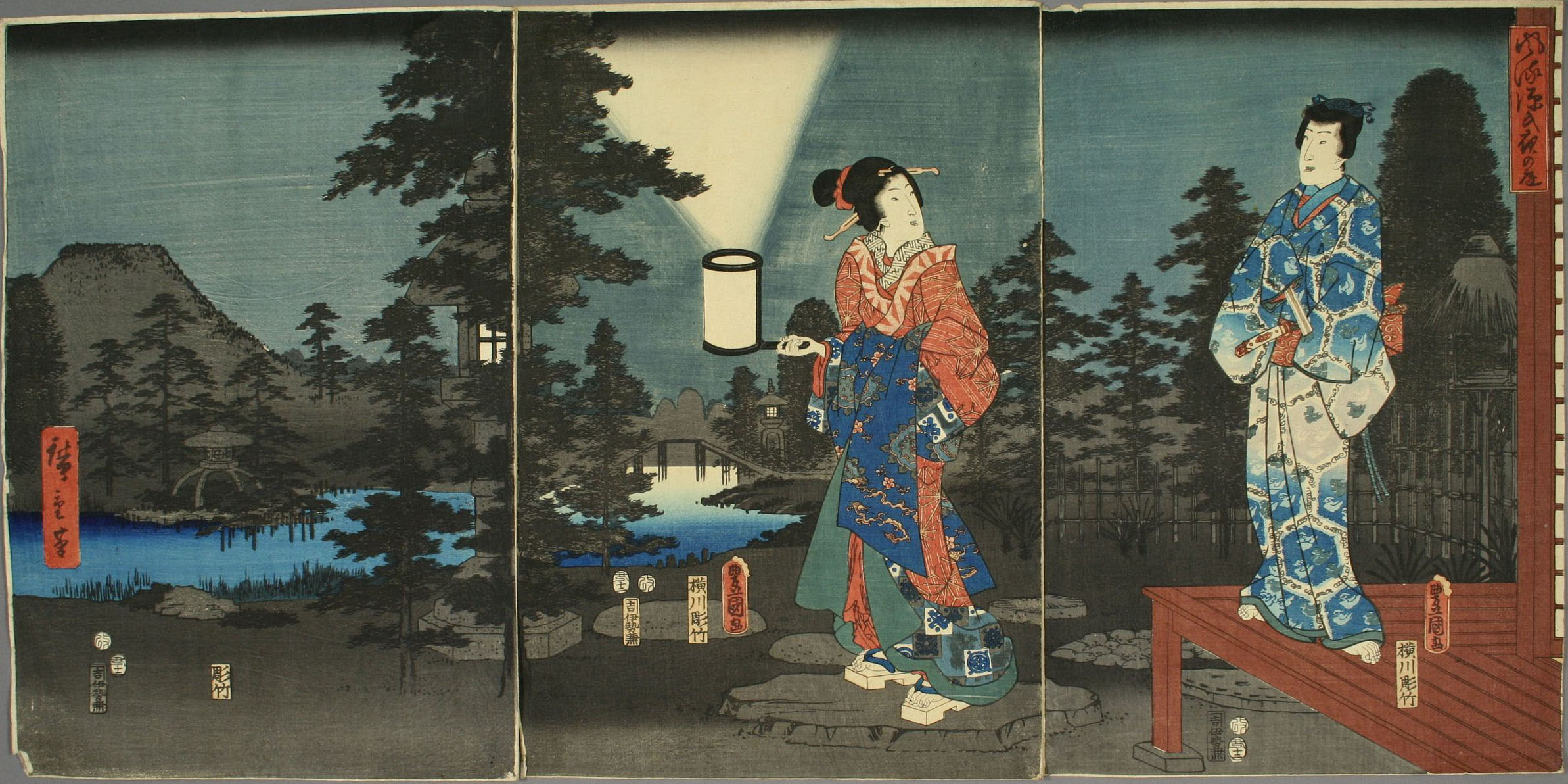 Hiroshiges - The Night Garden (Yoru no niwe) - Fashionable Genji 1853