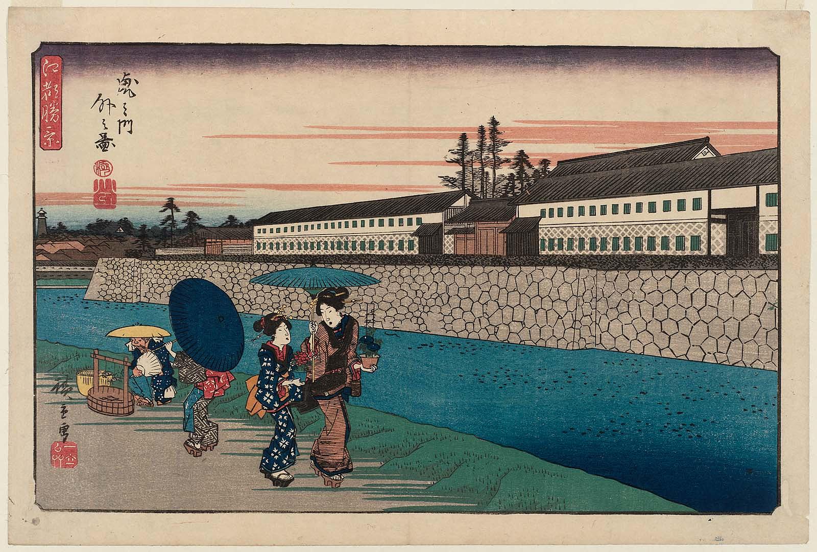 Hiroshiges - Outside the Toranomon Gate (Toranomon soto no zu) - Fine Views of Edo 1835-39