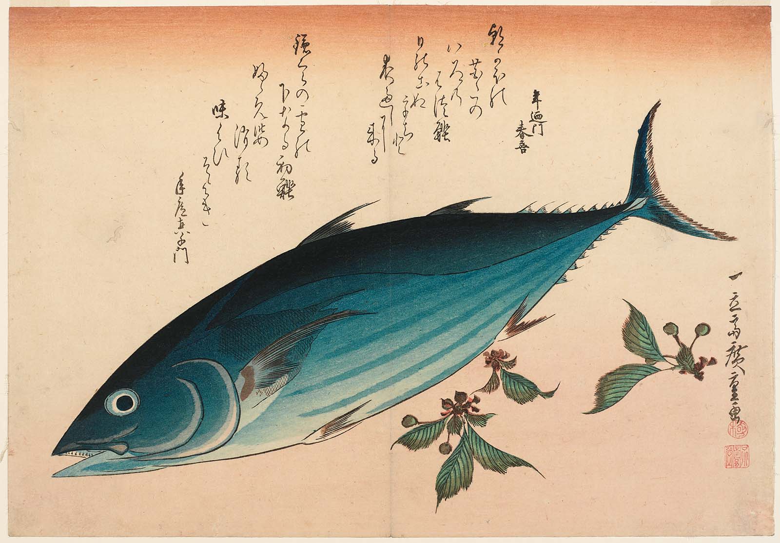 Hiroshiges - Bonito and Saxifrage - Grand Series of Fishes (1832-33 & 1840-42)