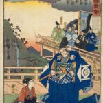 Hiroshiges - (6) Hakoōmaru Meeting Kudō Saemon - Illustrated Tale of the Soga Brothers 1845-46