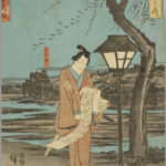 Hiroshiges - Gompachi dreaming A scene of the play Ukiyozuka hiyoku no inazuma (Gompachi yume no dan) - Illustrations of Old and New Ballad Dramas 1847-52