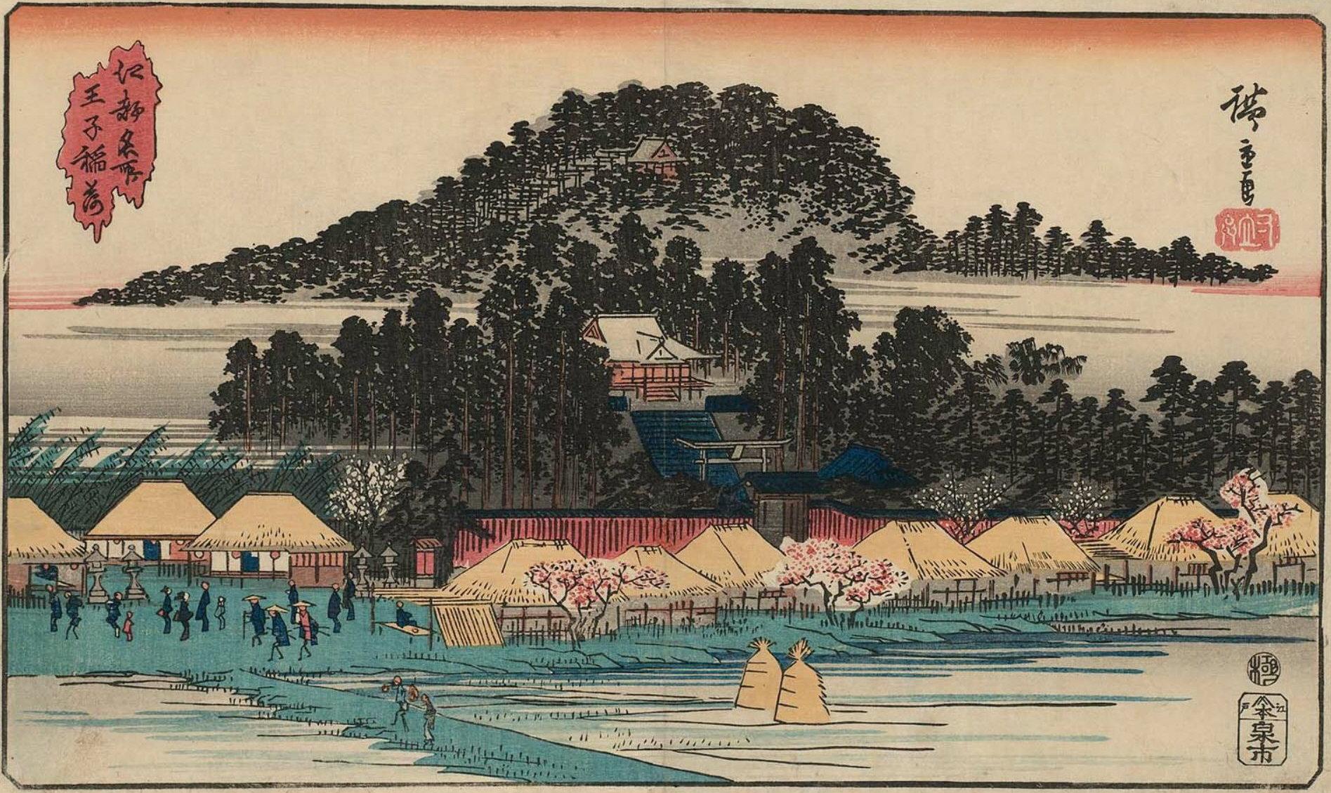 Hiroshiges - Inari Shrine at Ōji (Ōji Inari) - Famous Places in the Bay Capital 1835-38