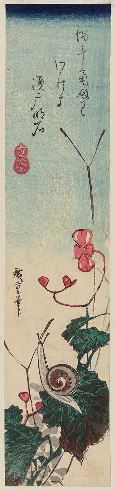 Hiroshiges - Snail and Begonia - Ko-tanzaku Format