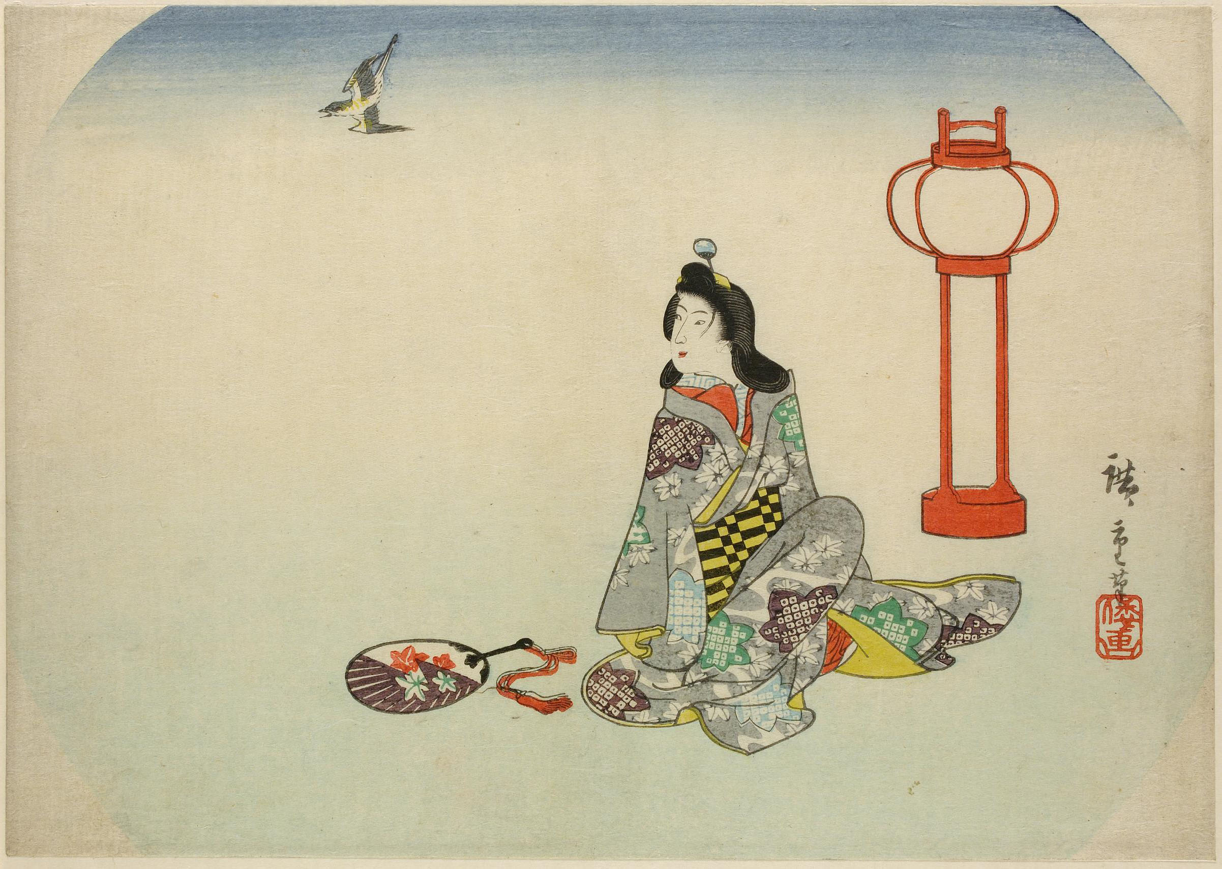 Hiroshiges - Lady hears the cuckoo’s first cry - Miscellaneous Fan prints