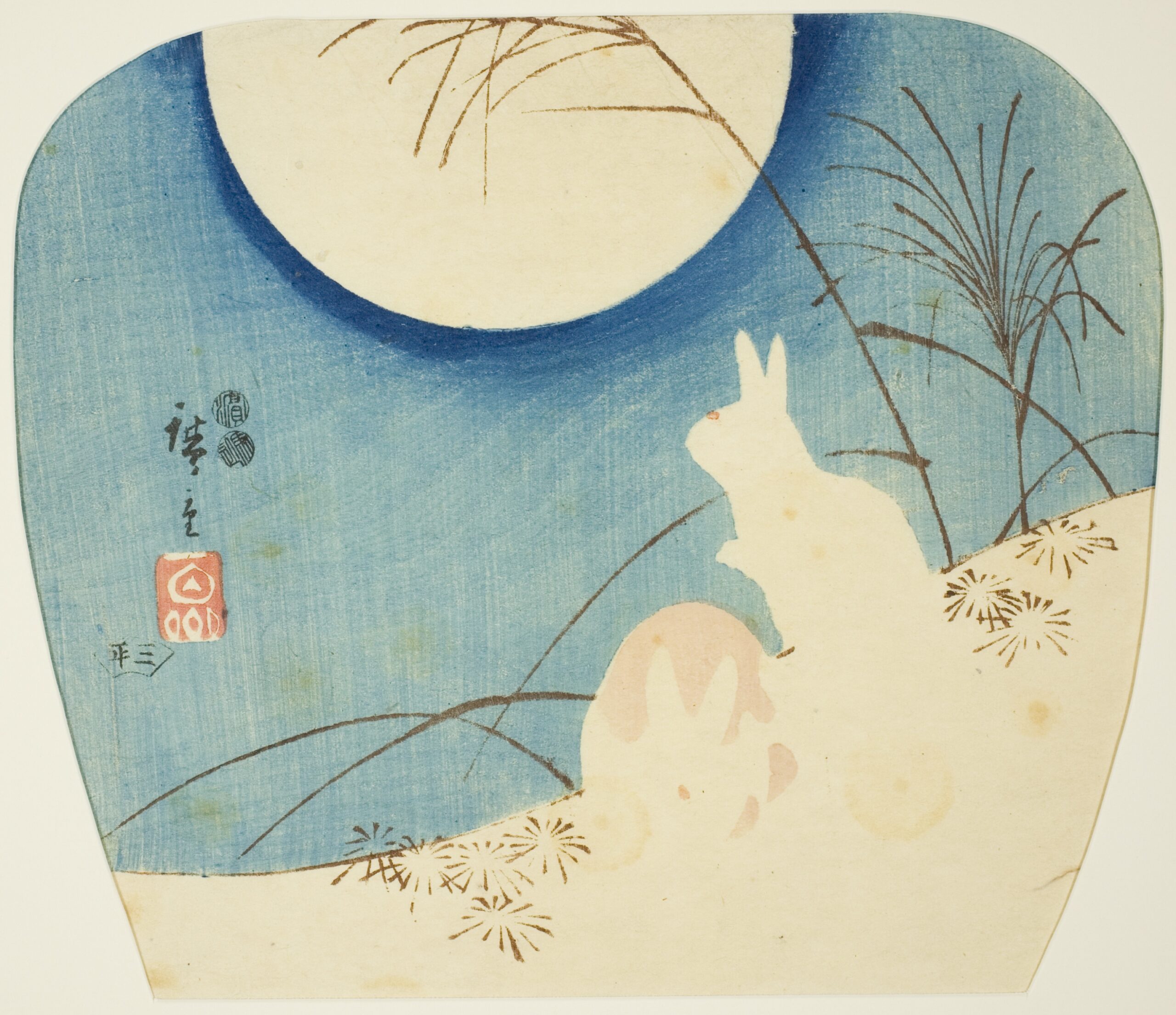 Hiroshiges - Rabbits in moonlight - Miscellaneous Fan prints