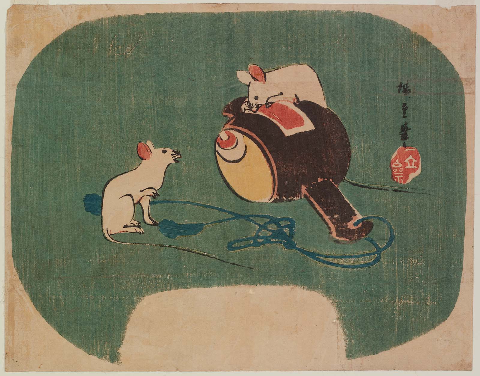 Hiroshiges - White Mice with Daikoku’s Magic Mallet - Miscellaneous Fan prints