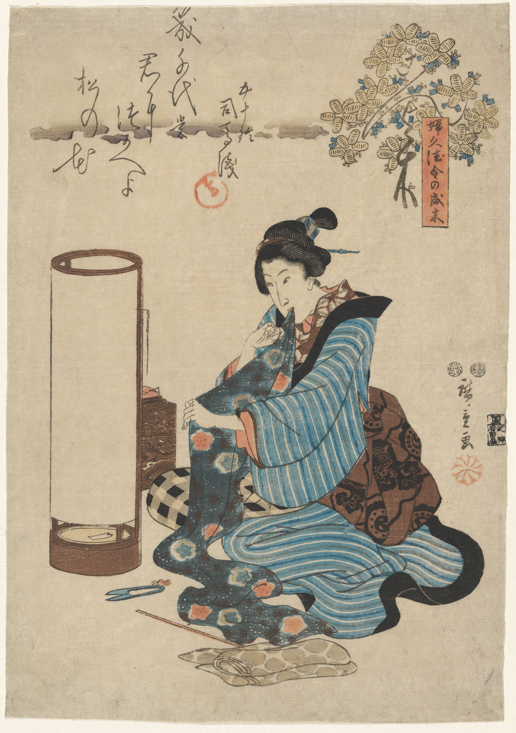 Hiroshiges - Sewing - Money Trees for Virtuous Women 1847-52