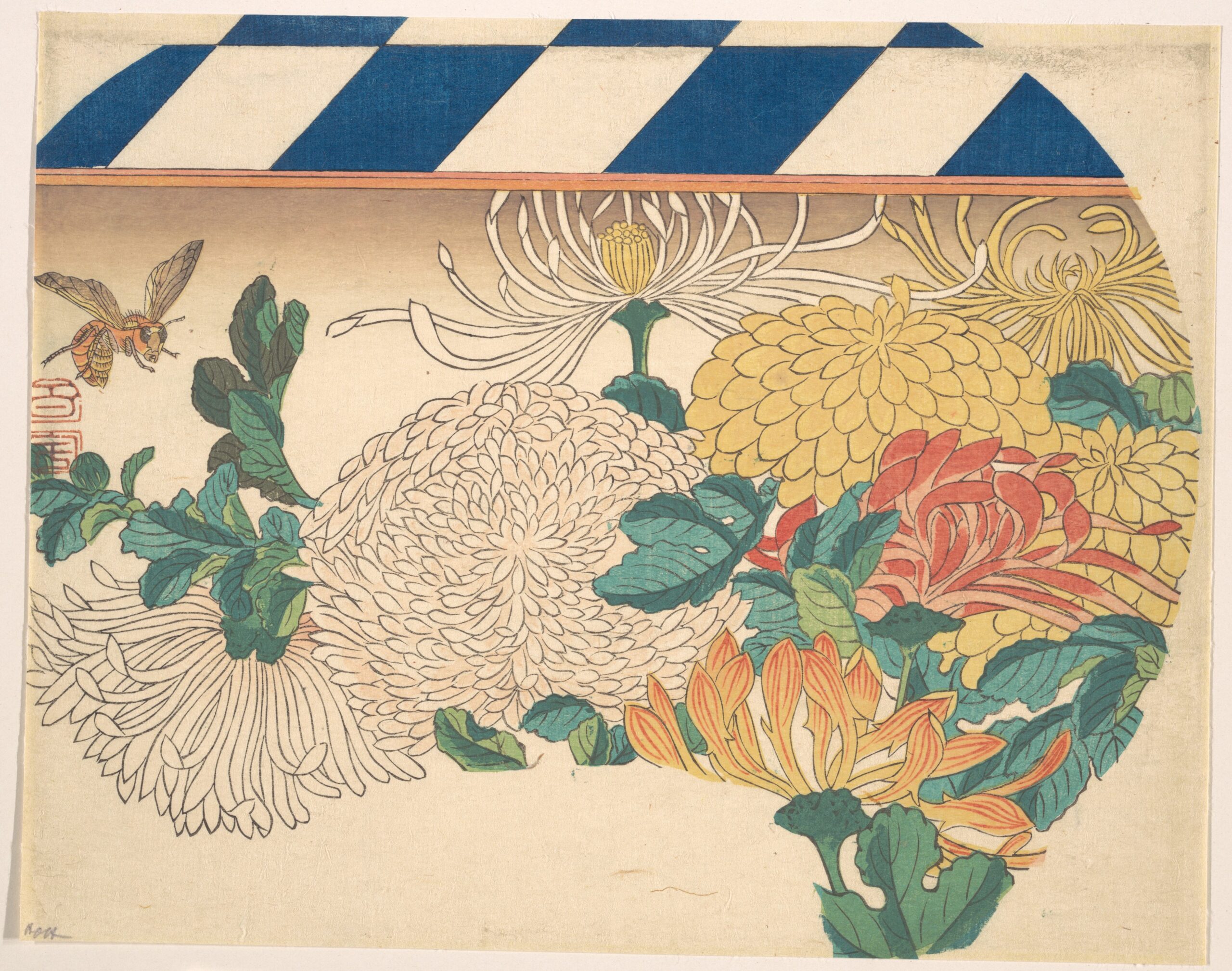 Hiroshiges - Chrysanthemums - Miscellaneous Nature Fan Prints