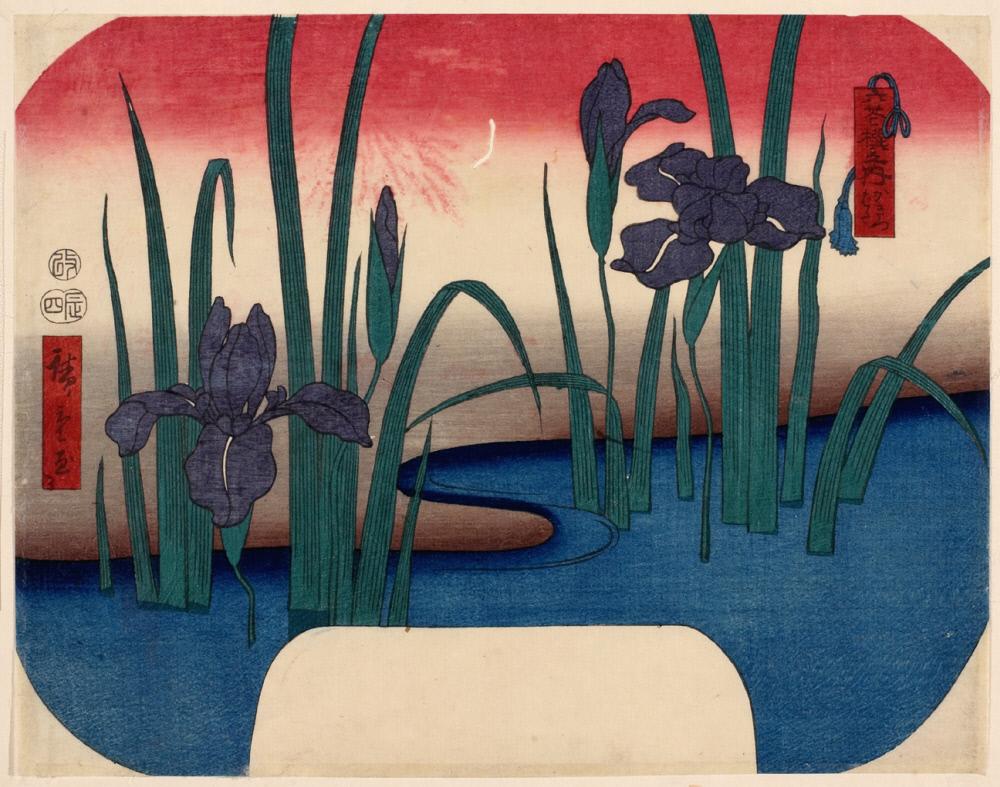 Hiroshiges - Iris (Kakitsubata) - Six Flowers (1856)