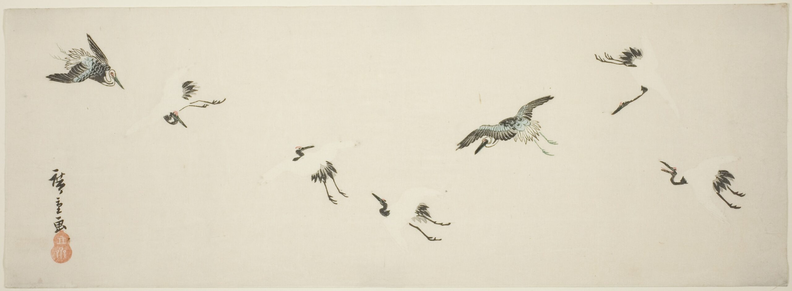 Hiroshiges - Cranes in Flight - Nagaban format