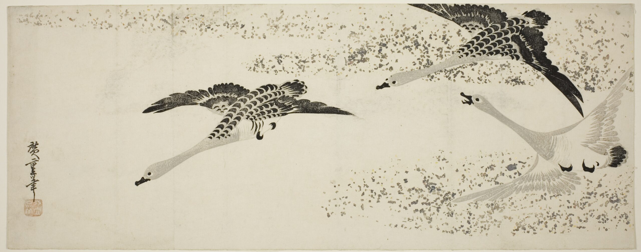 Hiroshiges - Descending Geese - Nagaban format