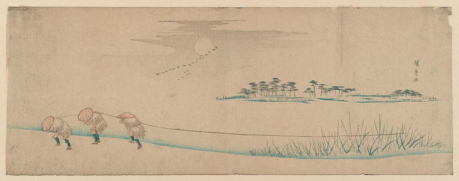 Hiroshiges - Towing a Boat in Moonlight - Miscellaneous formats