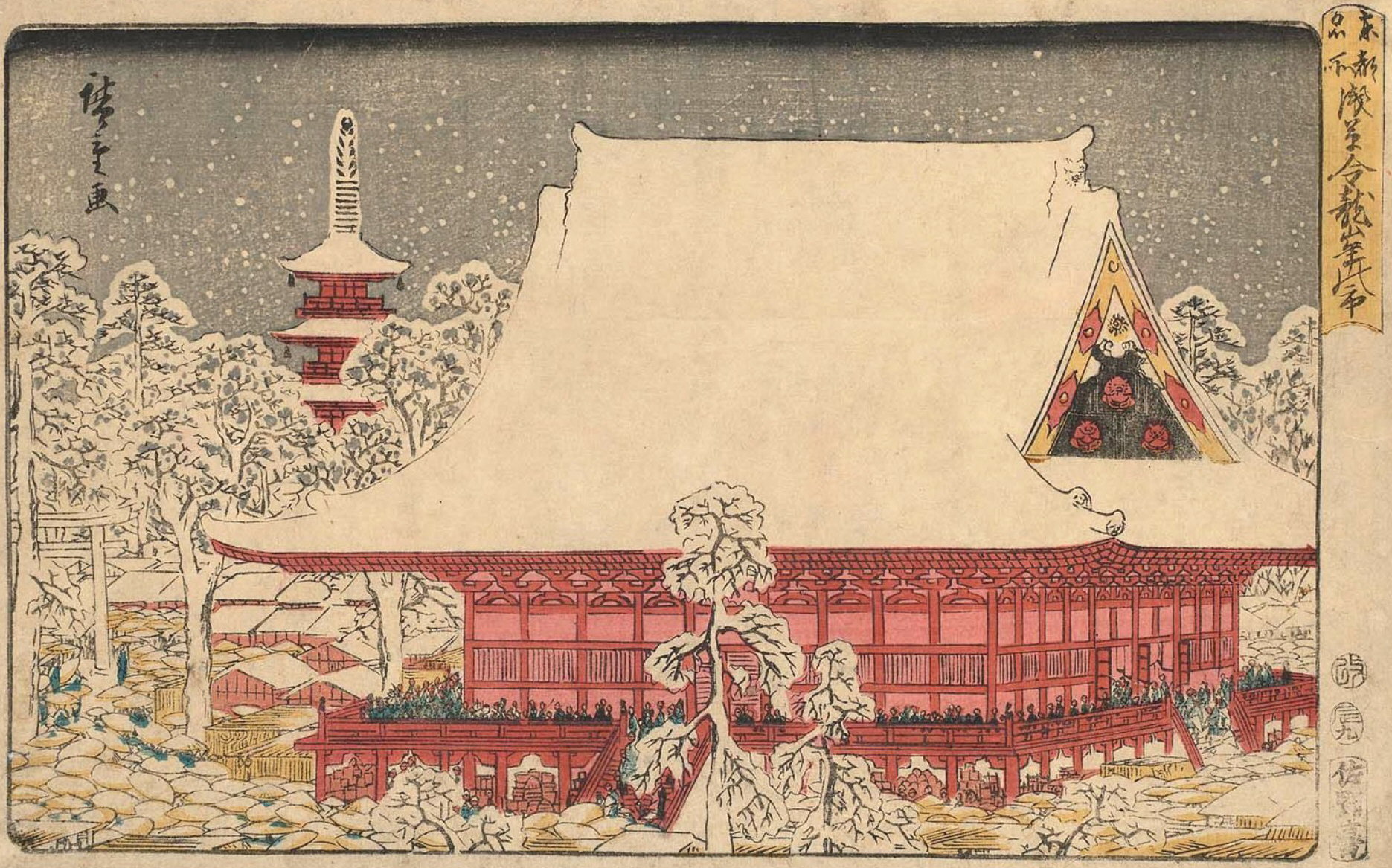 Hiroshiges - Year-end Fair at Kinryūzan Temple in Asakusa (Asakusa Kinryūzan toshi no ichi) - Famous Places in the Eastern Capital 1832-42