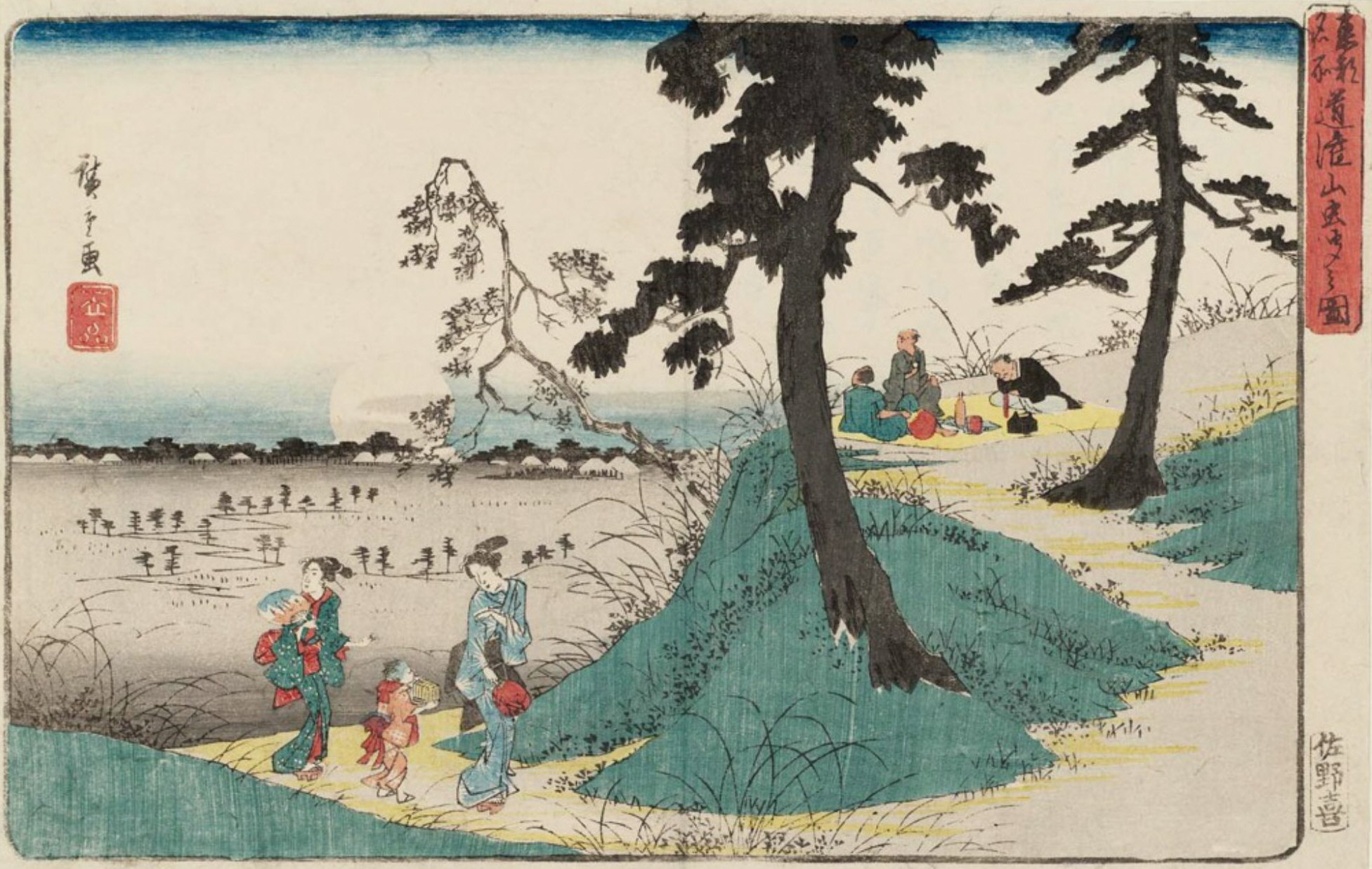 Hiroshiges - Listening to Crickets at Dōkan Hill (Dōkan-yama mushi-kiki no zu) - Famous Places in the Eastern Capital 1839-42, 1847-52