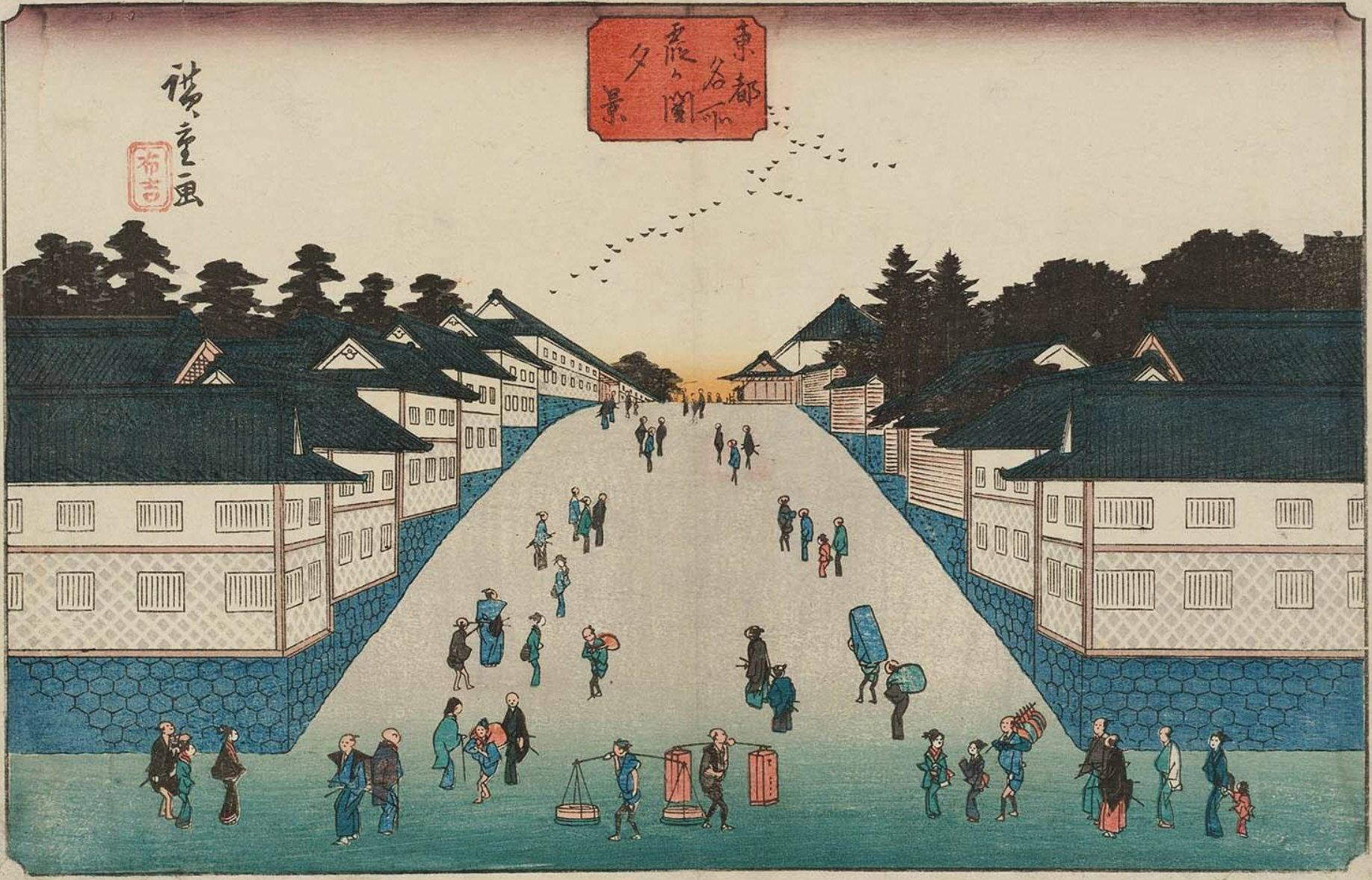 Hiroshiges - Evening View of Kasumigaseki (Kasumigaseki yūkei) - Famous Places in the Eastern Capital 1839-42